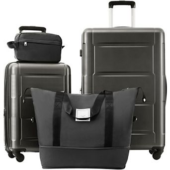 4 pc Spinner Luggage Set with Tote Bags - 20inch+28inch