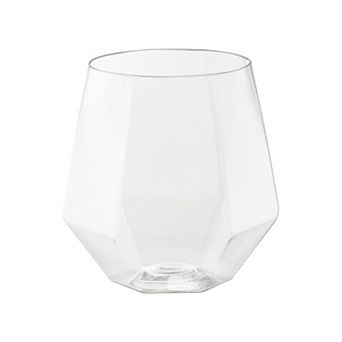 12 oz Clear Hexagonal Stemless Plastic Wine Goblets - 64 pc
