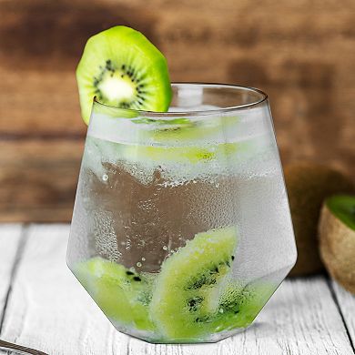 12 oz Clear Hexagonal Stemless Plastic Wine Goblets - 64 pcs