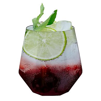 12 oz Clear Hexagonal Stemless Plastic Wine Goblets - 64 pcs