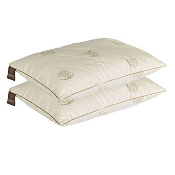 Duvetta 100% Wool Hypoallergenic Bed Pillows with Protector Covers, 2 pc Set