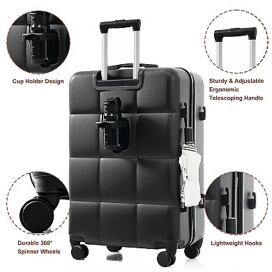 4-Piece Spinner Luggage Set ABS Durable Suitcase with Travel Bag