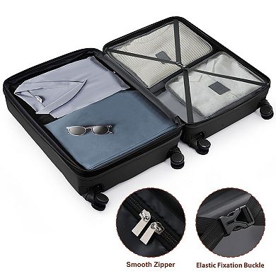 4-Piece Spinner Luggage Set ABS Durable Suitcase with Travel Bag
