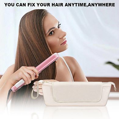Heat-Resistant Hair Tool Storage Bag with Built-In Protective Mat and Travel Handle