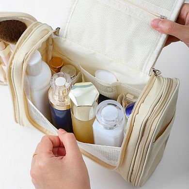 Hanging Travel Toiletry Bag with Multi-Compartment Design and Hook Organizer