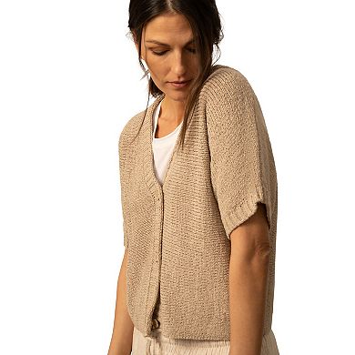 Women's Grey & Gray Elbow Sleeve Cardigan