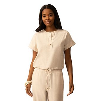 Women's Grey & Gray Packet Henley Blouse