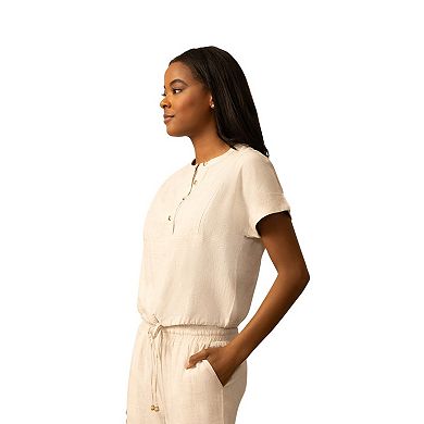 Women's Grey & Gray Packet Henley Blouse