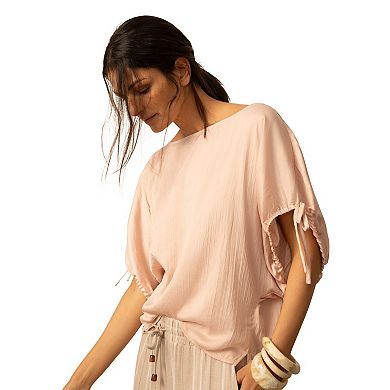 Women's Grey & Gray Boatneck Dolman Sleeve Blouse