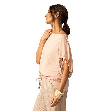 Women's Grey & Gray Boatneck Dolman Sleeve Blouse