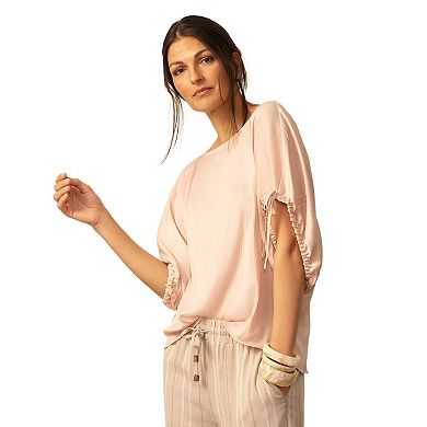 Women's Grey & Gray Boatneck Dolman Sleeve Blouse