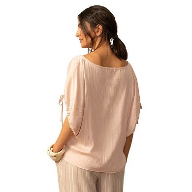 Women's Grey & Gray Boatneck Dolman Sleeve Blouse
