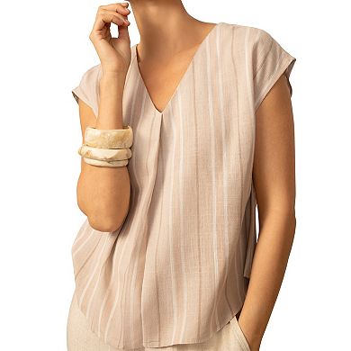 Women's Grey & Gray Front Pleat Blouse