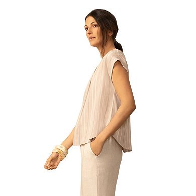 Women's Grey & Gray Front Pleat Blouse