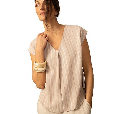 Women's Grey & Gray Front Pleat Blouse