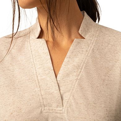 Women's Grey & Gray Notch Neck Drawstring Hem Knit Top