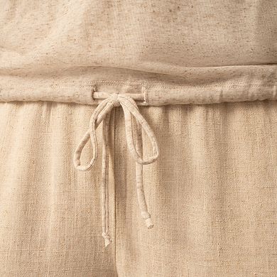 Women's Grey & Gray Notch Neck Drawstring Hem Knit Top