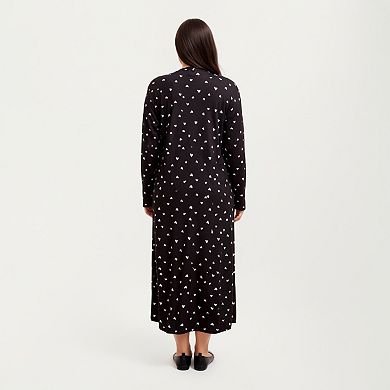 Women' s 2-Piece Set Heart Print Longline Duster and Matching Tank Dress with Soft Stretch Fabric