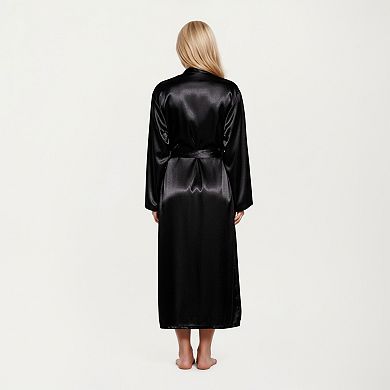 Women' s Satin Slip Dress and Long Robe Set with Elegant Flowing Layered Design