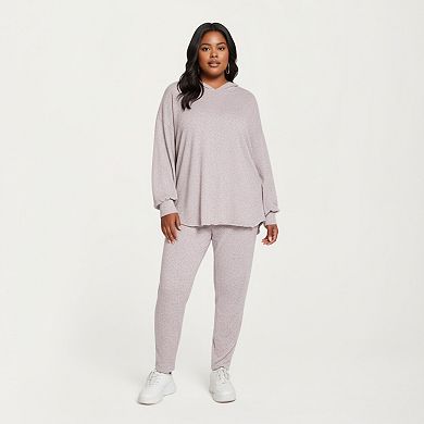 Women' s 2-Piece Set Soft Knit Hoodie and Matching Jogger Pants with Relaxed Drop-Shoulder Fit