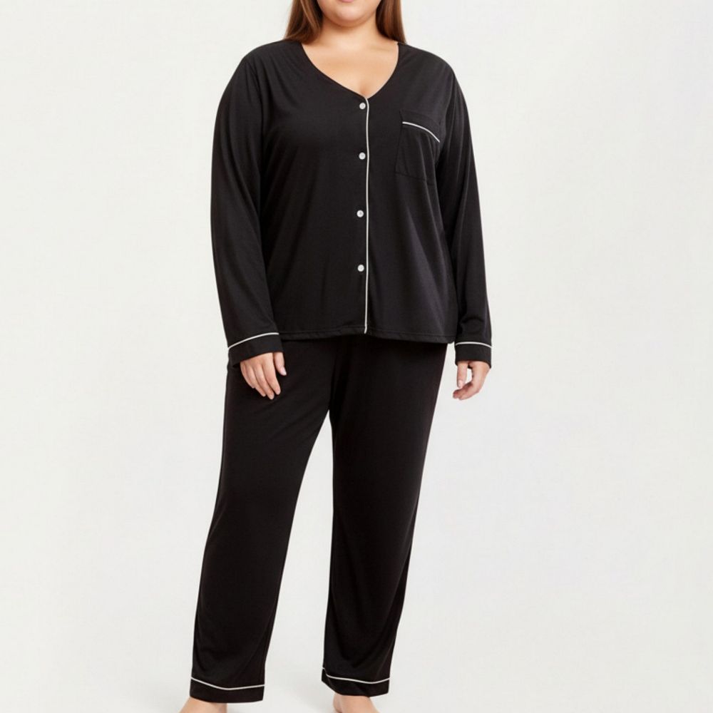 Anna-Kaci Women's 2-Piece Set Floral Wrap Front Pajama Top with Long Sleeves and Matching Relaxed Fit Pants