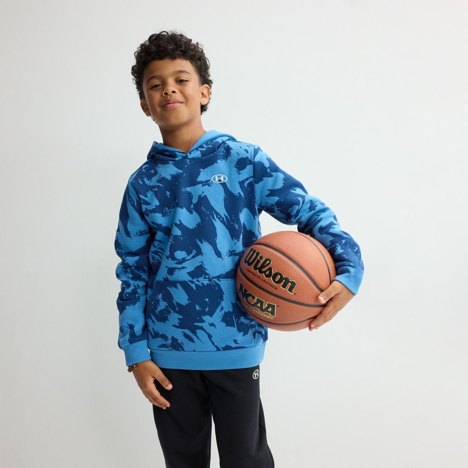 Худи Under Armour Rival Fleece Printed для мальчиков, цвет: Синий