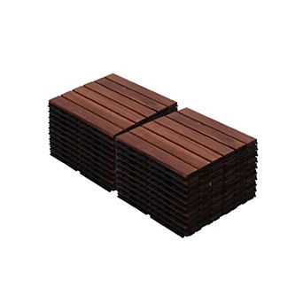 20 pc Teak Interlocking Deck Tiles, 12"x12" Hardwood Outdoor Flooring for Patio & Poolside