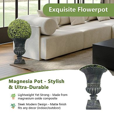 24” Artificial Topiary Ball,Potted Plant Decor, UV Resistant Faux Boxwood Sphere