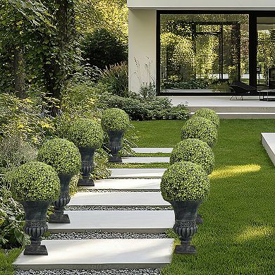 24” Artificial Topiary Ball,Potted Plant Decor, UV Resistant Faux Boxwood Sphere