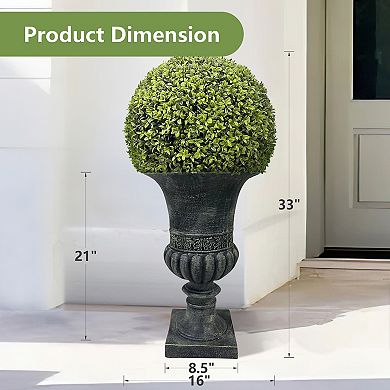 24” Artificial Topiary Ball,Potted Plant Decor, UV Resistant Faux Boxwood Sphere