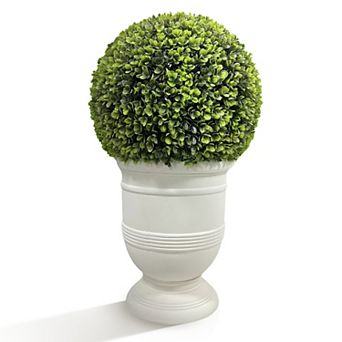 24” Artificial Topiary Ball,Potted Plant Decor, UV Resistant Faux Boxwood Sphere