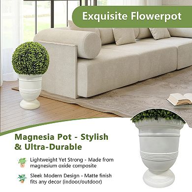 24” Artificial Topiary Ball,Potted Plant Decor, UV Resistant Faux Boxwood Sphere