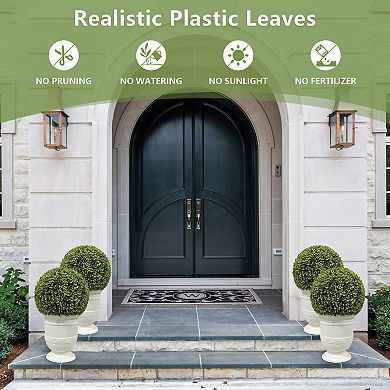 24” Artificial Topiary Ball,Potted Plant Decor, UV Resistant Faux Boxwood Sphere