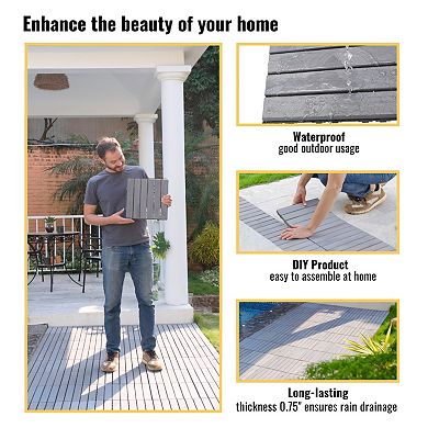 CEWOR 30 PCS 12x12 inTeak Solid Wood Deck Tiles, Interlocking Flooring for Patio & Poolside