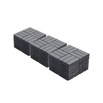 30 pc Light Gray Solid Teak Deck Tiles, 12"x12" Interlocking Outdoor Flooring for Patio & Poolside