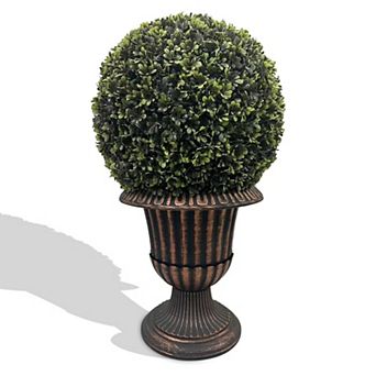 24” Artificial Topiary Ball,Potted Plant Decor, UV Resistant Faux Boxwood Sphere