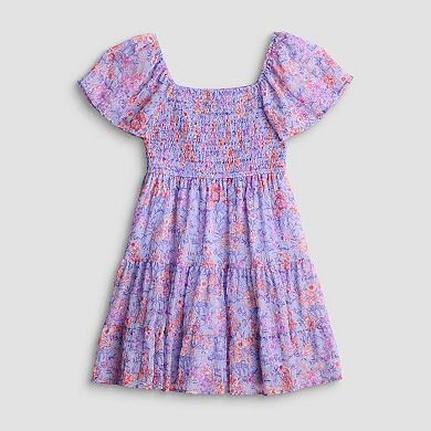 Juniors' Rewind Flutter Sleeve Smocked Dress