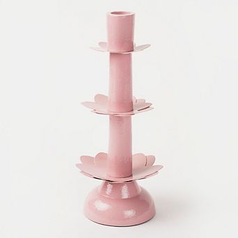 Lotus Bloom Tapered Pink Candleholders