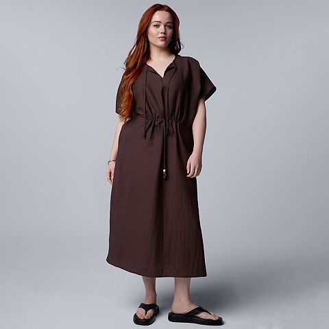 Женские платья Simply Vera Plus Size Simply Vera Vera Wang Drawstring Midi Dress