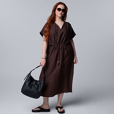 Plus Size Simply Vera Vera Wang Drawstring Midi Dress