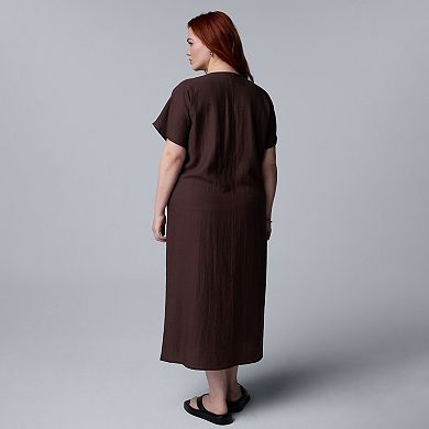 Plus Size Simply Vera Vera Wang Drawstring Midi Dress