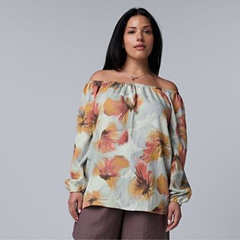 Plus Size Simply Vera Vera Wang Off Shoulder Blouse