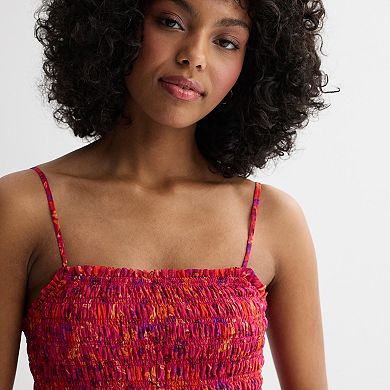 Juniors' Rewind Strappy Smocked Tiered Skater Dress