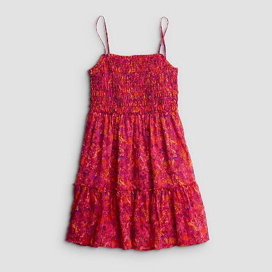 Juniors' Rewind Strappy Smocked Tiered Skater Dress