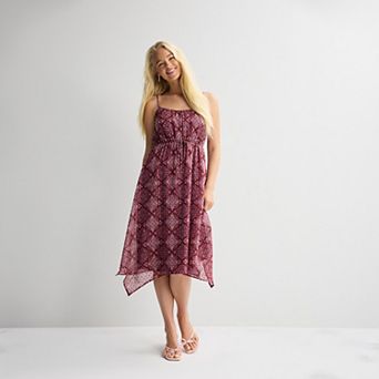 Juniors' Live To Be Spoiled Hanky Hem Midi Dress