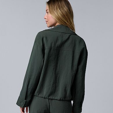 Petite Simply Vera Vera Wang Open Front Utility Jacket