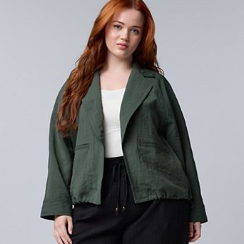 Plus Size Simply Vera Vera Wang Open Front Utility Jacket