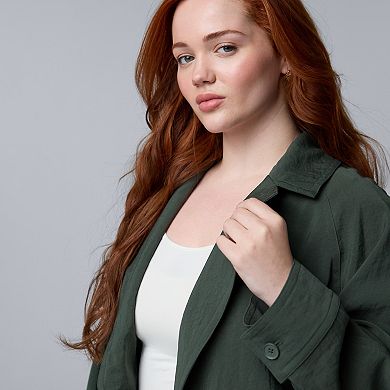 Plus Size Simply Vera Vera Wang Open Front Utility Jacket