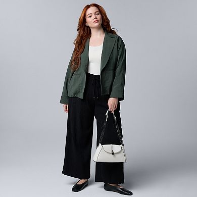 Plus Size Simply Vera Vera Wang Open Front Utility Jacket