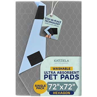 Katziela Quick-Drying Washable Pee Pads for Dogs (1 Pack 72x72 Hexagon ) Waterproof Reusable